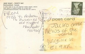 Postcard England Canada Newfoundland water wheel Trinity Bay