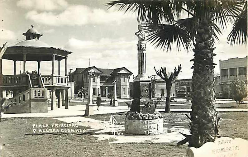 RPPC Plaza Principal, Negras, Coah, Mexico, EKC Sello Real Photo