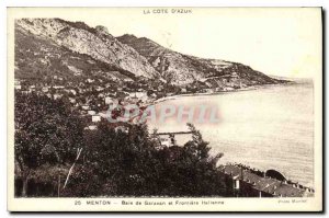 Old Postcard The French Riviera Menton Garavan Bay and Frontier Italian