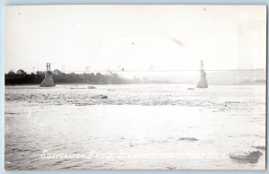 Kent Michigan MI Postcard RPPC Photo Suspension Bridge St. John River c1940's