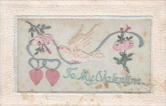 Valentine's Day Embroidered Dove Roses and Heart