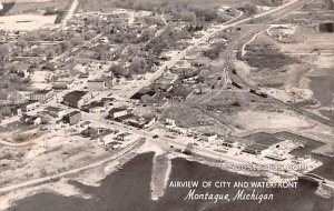 Air view of City and Waterfront in Montague, Michigan
