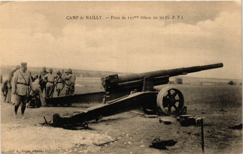 CPA Mailly le Camp- Piece de 155mm fillion au tir FRANCE (1007447)
