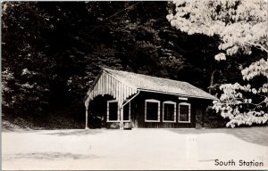 Real Photo Postcard South Station Railroad Carillon Park in Dayton, Ohio