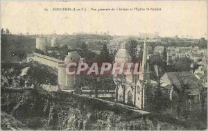 Old Postcard Fougeres L and V General view of the Castle and the Church of St...