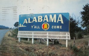 J81/ Montgomery Alabama Postcard Chrome Billboard Welcome Sign 330