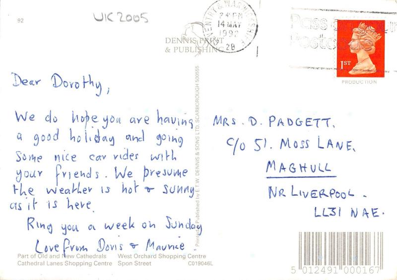 uk2005 coventry warwickshire real photo uk