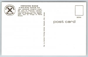 Fire Truck Engine - Fireman Postcard - Firefighters Museum Yarmouth, Nova Scotia