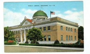 Public Library Rockford Illinois linen postcard