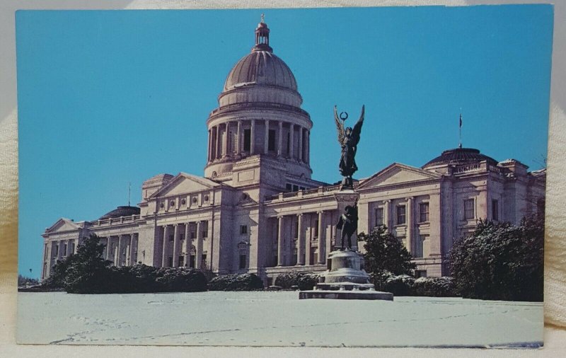 Snow Scene Capitol Little Rock Arkansas Vintage Postcard