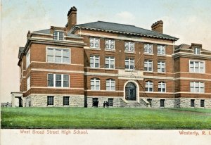 Postcard Antique View of West Broad Street High School, Westerly, RI.   N3