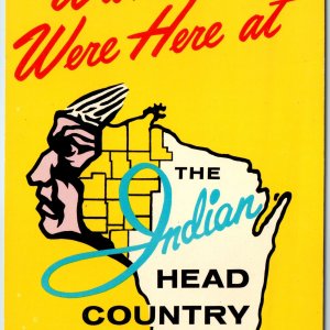 c1970s WI Wisconsin Greetings Indian Head Country Wis Wish U Were Here PC A234