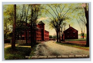 Vintage 1910's Postcard West Street Faulkner & Colony Mills Keene New Hampshire