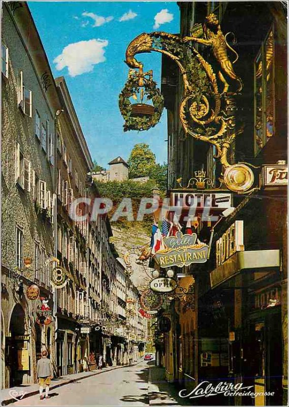 Old Postcard Malerisches Salzburg Getreidegasse Gegen Monchsberg (grain stree...