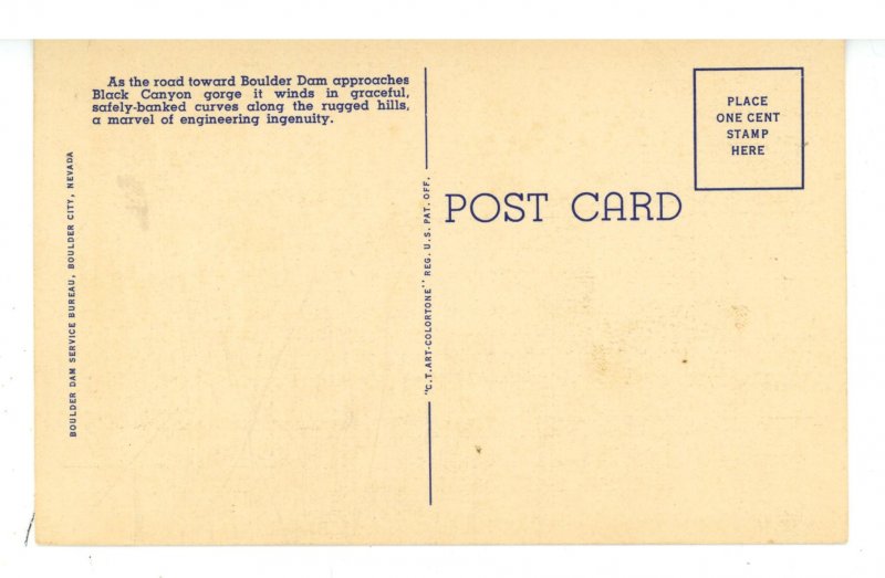 NV - Boulder Dam Area. Transcontinental Highway ca 1939