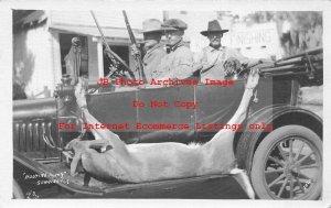 FL, Sebring, Florida, RPPC, Hunting, Hunters in Early Auto & Deer Tied to Side