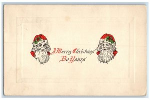 1913 Christmas Santa Claus Head Gibson Naperville Illinois IL Antique Postcard