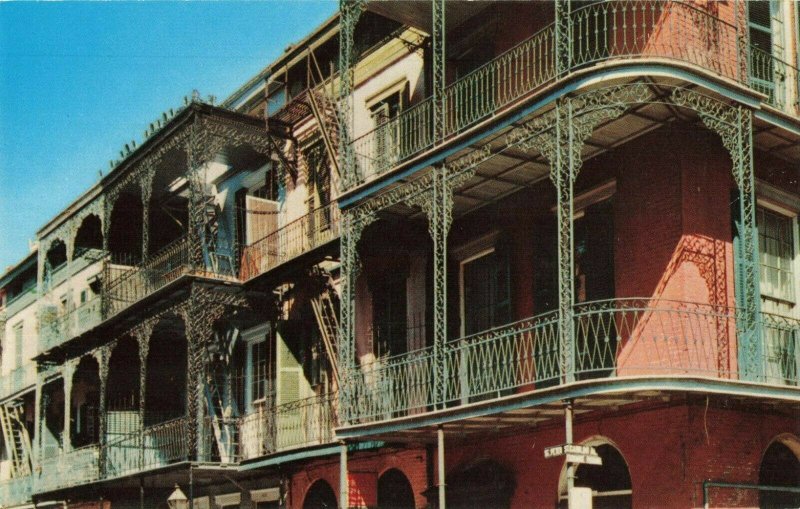 Postcard Lace Balconies St Peters Street New Orleans Louisiana