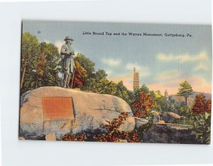 Postcard Little Round Top and the Warren Monument Gettysburg Pennsylvania USA