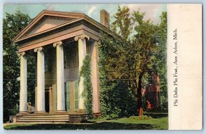 Ann Arbor Michigan MI Postcard Phi Dela Phi Frat Building Exterior 1909 Antique