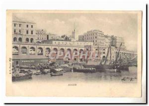 Algeria Algiers Old Postcard (boat harbor ship)