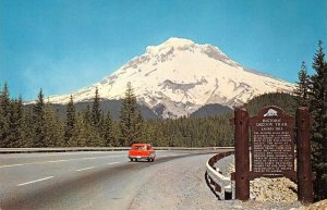 MT. HOOD, OREGON Car on Highway Laurel Hill Sign c1950s Chrome Vintage Postcard