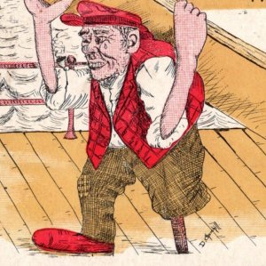 Antique UDB Postcard See The Board Walk Sailor Peg Leg D Churchill Artist c1906