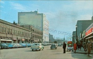 Evanston, Illinois - view of Sherman Avenue, Vintage cars 1960 - IL Postcard 