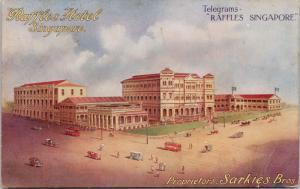 Raffles Hotel Singapore Sarkies Bros Ad Advert Antique Postcard E37