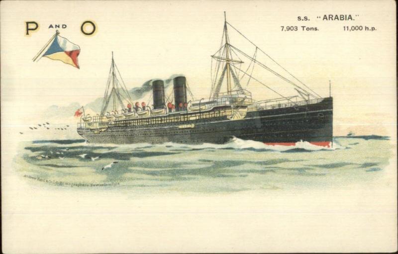 P&O Steamship Co SS Arabia c1905 Postcard EXC COND