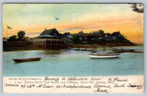 Quincy Yacht Club And Cottages, Great Hill, Quincy MA, 1905 Rotograph Postcard