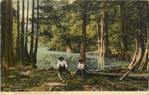 c1907 Postcard; Cypress Brake near Little Rock AR, Men & Hunting Dog, Unposted