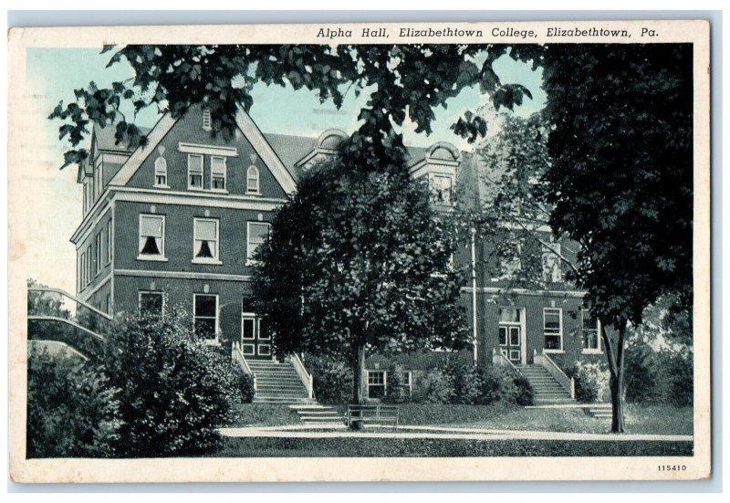 1955 Alpha Hall Elizabethtown College Elizabethtown PA Posted Postcard