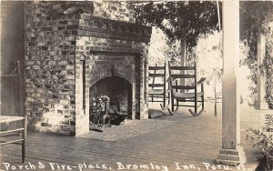 H69/ Peru Vermont RPPC Postcard c1921 Porch Fireplace Bromley Inn  217