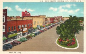 Vintage Postcard 1944 View of Union Square Looking East Hickory North Carolina