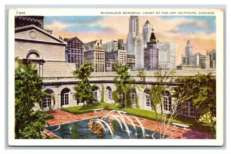 McKinlock Memorial Court Art Institute Chicago Illinois IL UNP WB Postcard N19