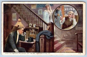 1914 BELL TELEPHONE ADVERTISING POSTCARD*WHEN THE ELEMENTS ARE AGAINST YOU