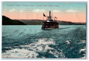 Lake Coeur d Alene Idaho ID Postcard Excursion Steamer Georgie Oakes 1911 Posted