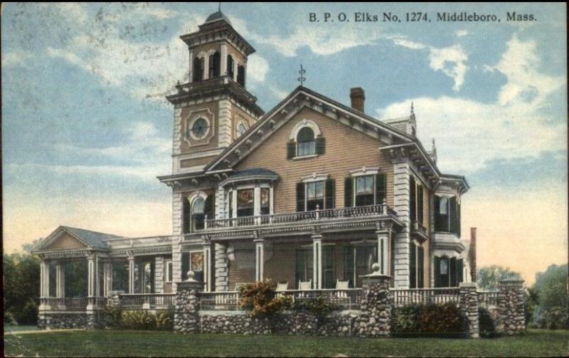 Middleboro MA BPO Elks Home c1910 Postcard