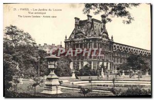 Old Postcard Paris Louvre gardens artistic view