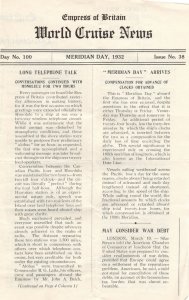 Empress Of Britain Ship Meridian Day 1932 Old News Guide Clock