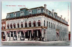 Baraboo Wisconsin~Warren Hotel~Mansard Roof~Newsboy Papers~Businessmen~1911