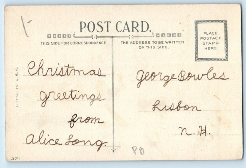 c1910's Christmas Boy With Drummer Lisbon New Hampshire NH Antique Postcard