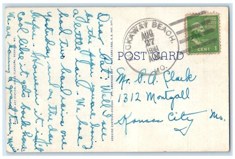 1921 View Of Rockaway Beach Lake Rockaway Beach Missouri MO Postcard United States