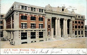 Postcard MB Winnipeg C.P.R. Depot - Train Station Publ. W.J. Gage & Co. 1908 L7