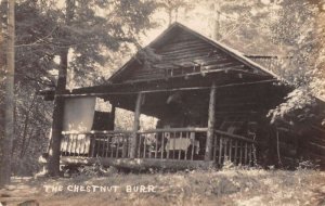 Adams Massachusetts The Chestnut Burr Log Cabin Real Photo Postcard AA51791