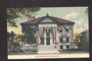 ROCKFORD ILLINOIS MEMORIAL HALL PATRIOTIC BUILDING VINTAGE POSTCARD 1908