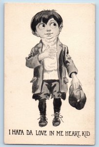 Little Boy Postcard I Hafa Da Lobe In My Heart Kid c1910's Unposted Antique