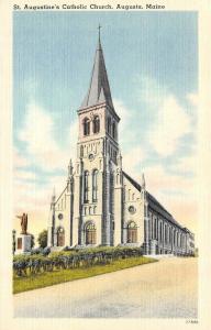 AUGUSTA,  ME  Maine    ST AUGUSTINE'S CATHOLIC CHURCH    c1940's  Postcard
