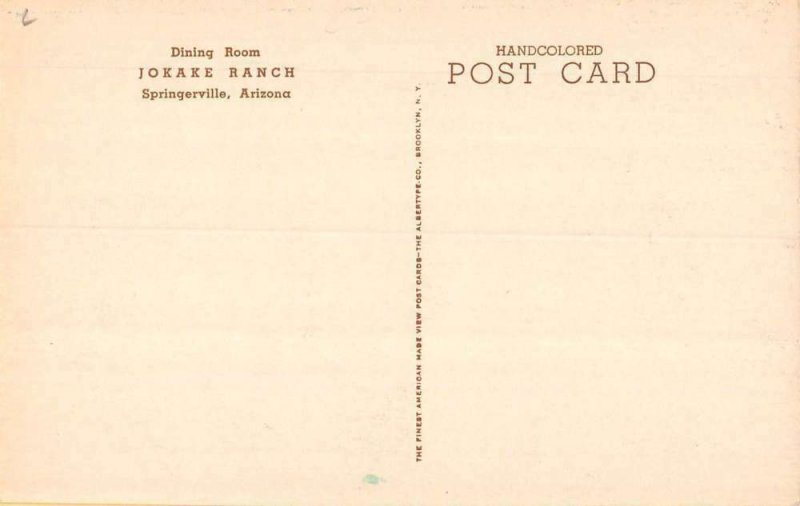Springerville Arizona dining room interior  Jokake Ranch antique pc BB55 